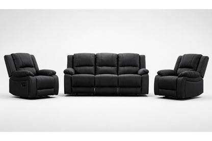 Bellabong 3rr + 1r + 1r (5 ACTIONS) Leatherette Lounge Suite - Onyx