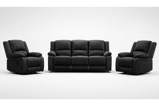 Bellabong 3rr + 1r + 1r (5 ACTIONS) Leatherette Lounge Suite - Onyx