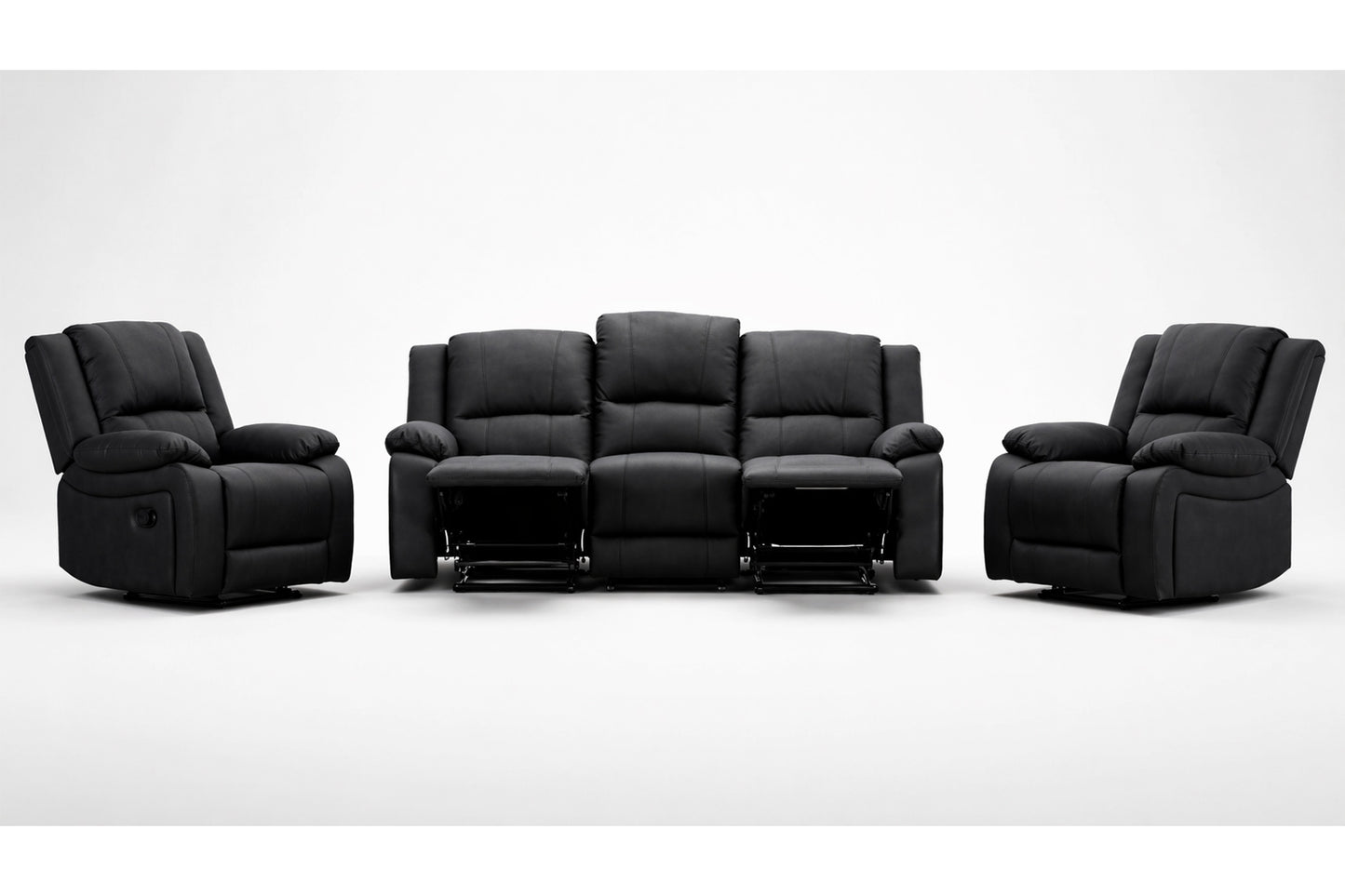 Bellabong 3rr + 1r + 1r (5 ACTIONS) Leatherette Lounge Suite - Onyx