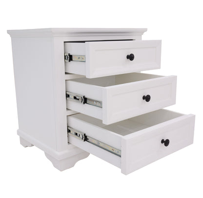 CHANELLE KING 3 PIECE BED PANEL BEDSIDE BEDROOM SUITE - (22-9-5-14-14-1) - WHITE