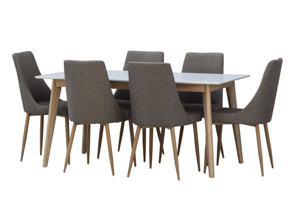 OSLO 7 PIECE DINING SETTINGS WITH MADDISON CHAIRS -1600(L) X 900(W) TABLE - BEIGE