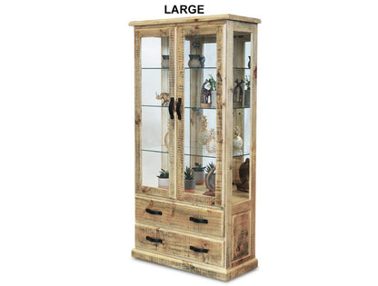 OUTBACK GLASS DISPLAY UNIT COLLECTION - RUSTIC PINE - STARTING FROM $899