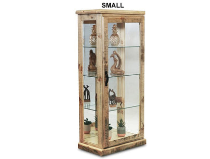 OUTBACK GLASS DISPLAY UNIT COLLECTION - RUSTIC PINE - STARTING FROM $899