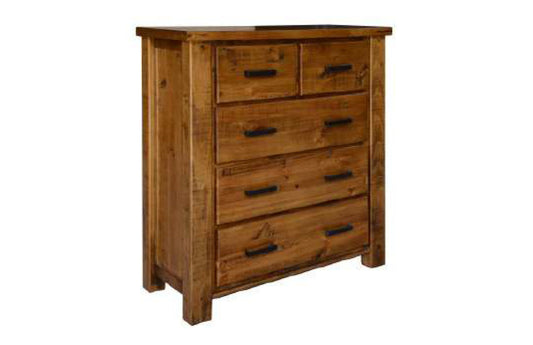 Houston 5 Drawer Split Top Tallboy - Rustic Oak