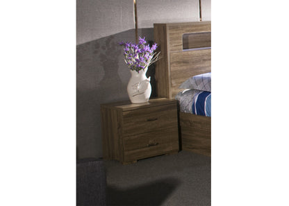 DALLAS DOUBLE OR QUEEN 3 PIECE (BEDSIDE) STORAGE FRONT GAS LIFT OR SIDE DRAWERS BED - GREY OAK