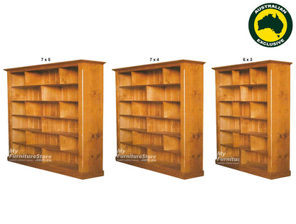 PIGEON (AUSSIE MADE) BOOKCASE 3 SPACE ON TOP COLLECTION - ASSORTED STAINED COLOURS - STARTING FROM $799