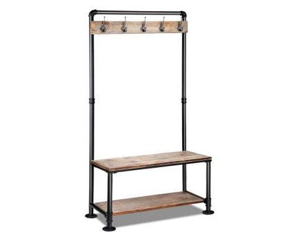 DIY RUSTIC SHOE RACK AND  COAT HANGER  - NATURAL / BLACK