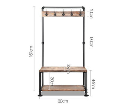 DIY RUSTIC SHOE RACK AND  COAT HANGER  - NATURAL / BLACK