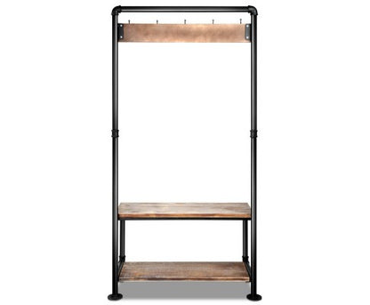 DIY RUSTIC SHOE RACK AND  COAT HANGER  - NATURAL / BLACK