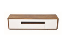 PIPPA TV ENTERTAINMENT LOWLINE UNIT - 550(H) x 2200(W) - HIGH GLOSS WHITE / ANTIQUE OAK