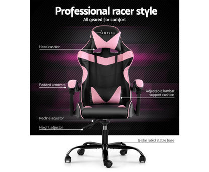 PAXTON RECLINING OFFICE COMPUTER  CHAIR  - BLACK & PINK