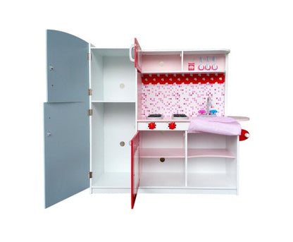 FRIDGE KIDS  WOODEN KITCHEN COOKWARE CHEF PLAY SET -OFF WHITE