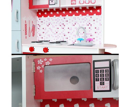 FRIDGE KIDS  WOODEN KITCHEN COOKWARE CHEF PLAY SET -OFF WHITE