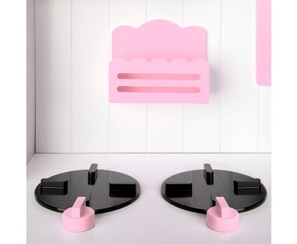 PRINCESS PRETEND PLAY WOODEN KITCHEN PLAY SET - WHITE  & PINK
