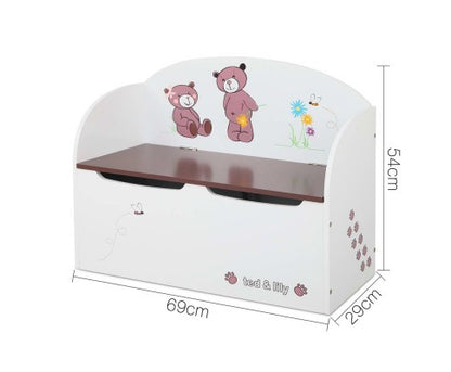 KEZI KIDS STORAGE BOX BENCH - WHITE & BROWN