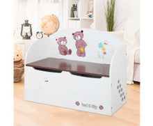 KEZI KIDS STORAGE BOX BENCH - WHITE & BROWN