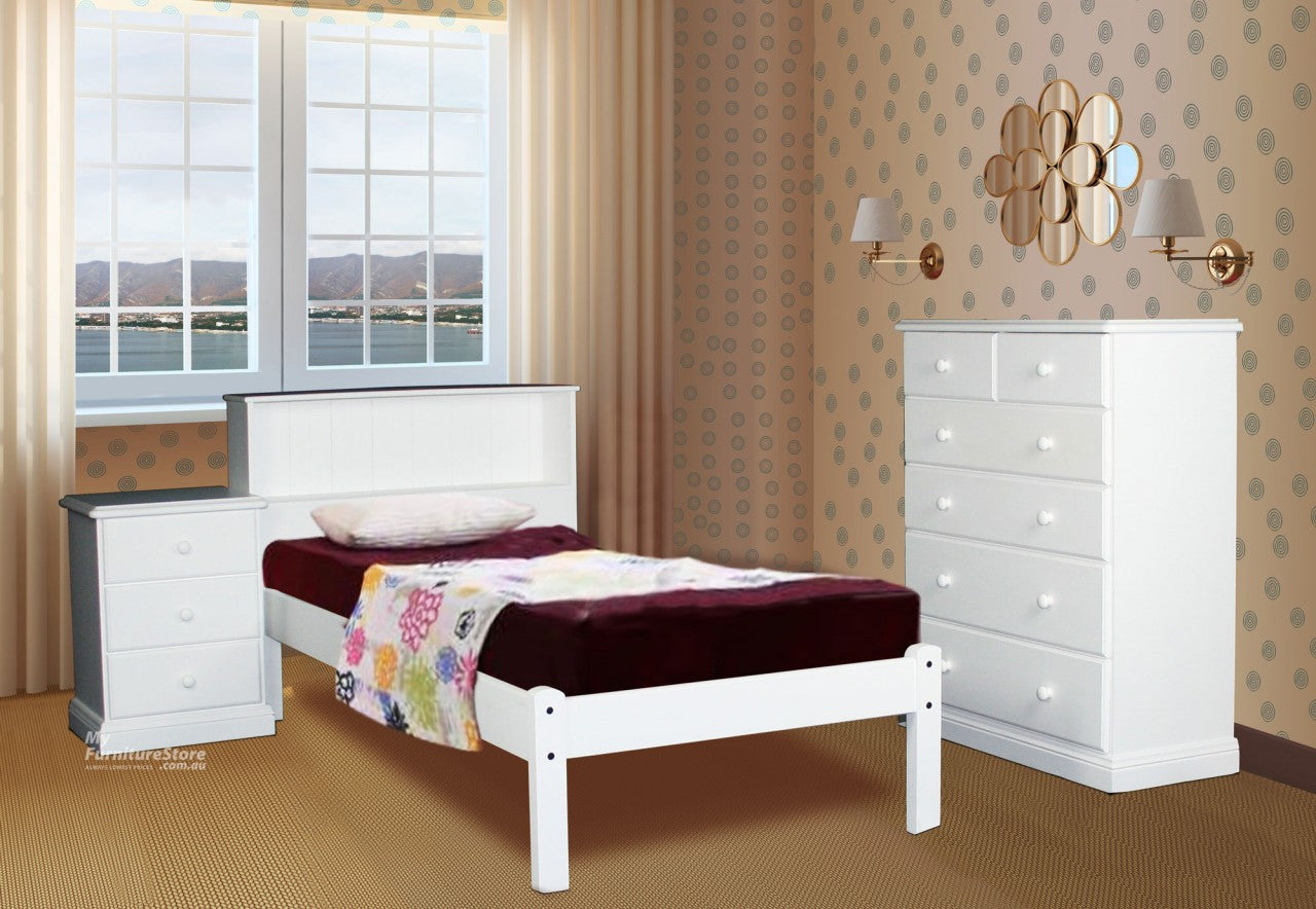 Bookend Deluxe 3 Piece King Bedside Bedroom Suite With Matching Savannah Case Goods - White, Antique White, Whitewash & Brushed Colour Options