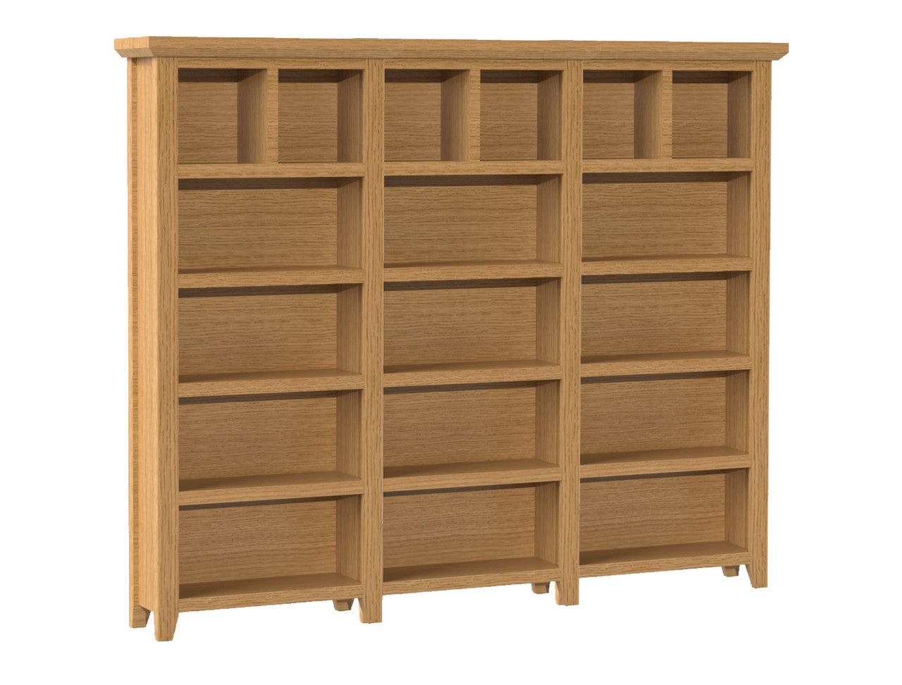 PRINCIPLE BOOKCASE - 1800(H) x 2700(W) x 330(D) - PIGEON PAIRED (3 SECTIONS) - TASSIE OAK COMBINATION  - ASSORTED COLOURS