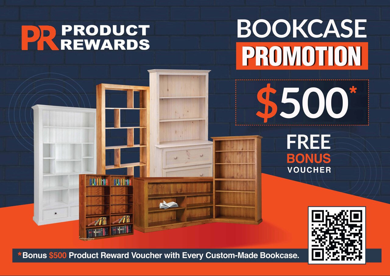 HERALDY (AUSSIE MADE) HIGHLINE BOOKCASE COLLECTION - ASSORTED PAINTED COLOURS - STARTING FROM $699