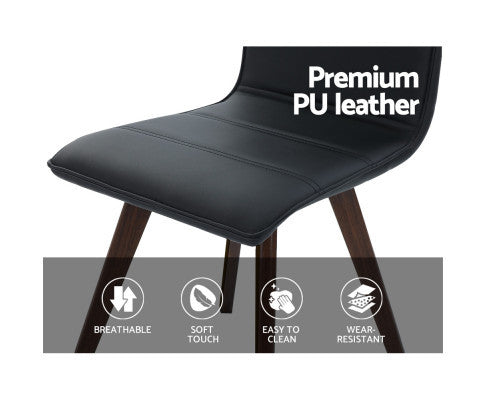 HALDEN (SET OF 2) LEATHERETTE HIGH BACK DINING CHAIR - BLACK