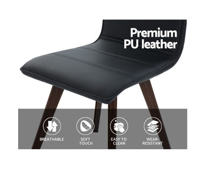 HALDEN (SET OF 2) LEATHERETTE HIGH BACK DINING CHAIR - BLACK
