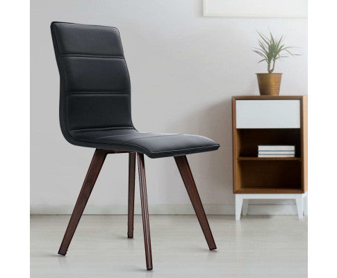 HALDEN (SET OF 2) LEATHERETTE HIGH BACK DINING CHAIR - BLACK