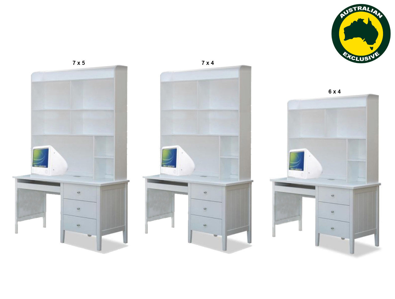 Pacific (AUSSIE MADE) Study Desk And Hutch Collection - Assorted Painted Colours