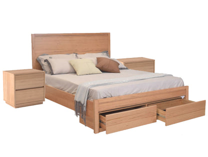 PADERNAL DOUBLE OR QUEEN 3 PIECE (BEDSIDE) BEDROOM SUITE WITH UNDERBED STORAGE DRAWERS - MESSMATE