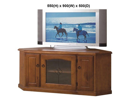 PANDORA (AUSSIE MADE) T.V. CORNER UNIT WITH TWIN PULL-OUTS (PLAIN GLASS) COLLECTION - ASSORTED STAINED COLOURS - STARTING FROM $899