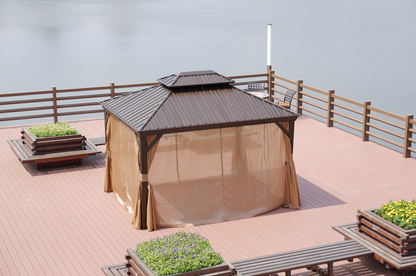 3×3.65M Double-Top Luxury Aluminium Gazebo with Mosquito Net – Premium Outdoor Pavilion