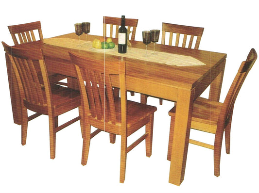 TASSIE OAK (GROOVE UNDER TABLE TOP) 7 PIECE DINING SUITE - 1800(L) x 1000(W) - CHOICE OF COLOURS