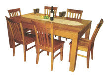 TASSIE OAK (GROOVE UNDER TABLE TOP) 9 PIECE DINING SUITE WITH 8 DINING CHAIRS (NOT AS PICTURED) - 2100(W) X 1000(D) - CHOICE OF COLOURS