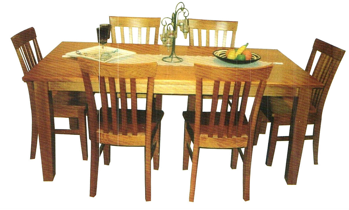 TASSIE OAK (TAPERED LEGS) 7 PIECE DINING SUITE - 1800(L) X 1000(W) - CHOICE OF COLOURS