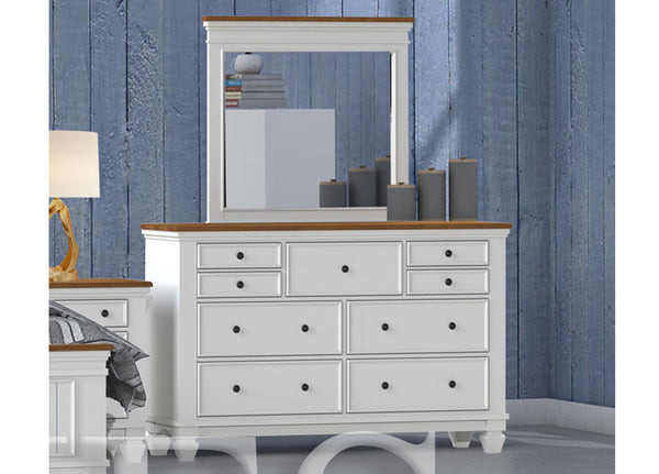 PLANTATION (CUSTOM MADE) 7 DRAWER DRESSING TABLE WITH MIRROR - 1800/900(H) x 1300(W) x 450(D) - ASSORTED COLOURS
