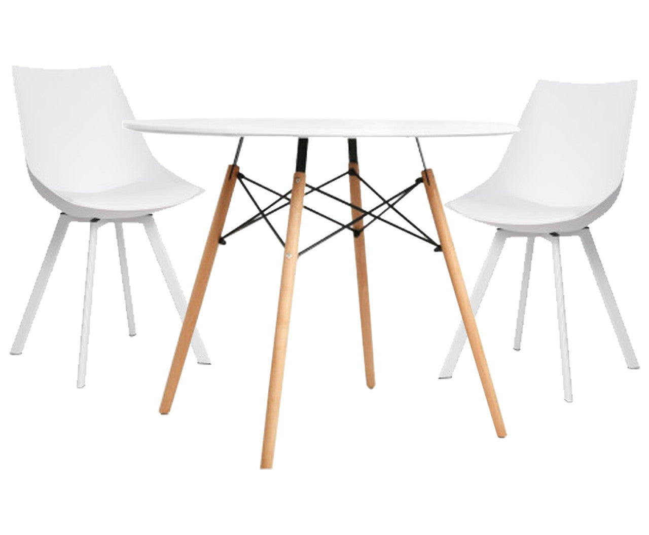 POLARIS 3 PIECE DINING SETTING WITH 900(D) TABLE - WHITE