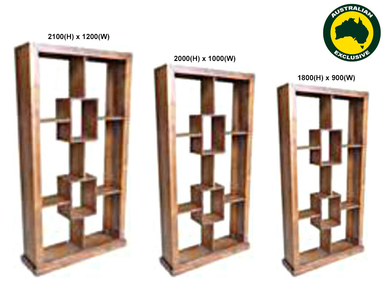 Puncho Bookcase / Room Divider + 2 Box In The Middle Collection - Assorted Stained Colours