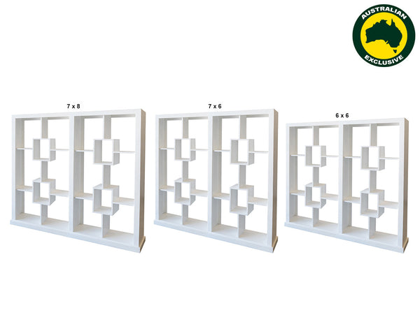 PUNCHO (AUSSIE MADE) ROOM DIVIDER + 4 BOX IN THE MIDDLE (2 SECTION - PIGEON PAIRED) COLLECTION - ASSORTED PAINTED COLOURS - STARTING FROM $1799