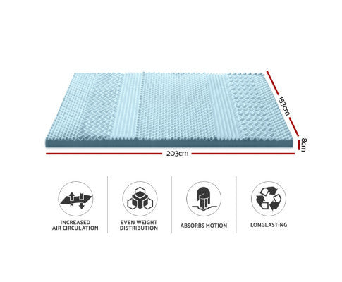 SALOME QUEEN SIZE COOL GEL MEMORY FOAM MATTRESS TOPPER WITH BAMBOO COVER (80mm)