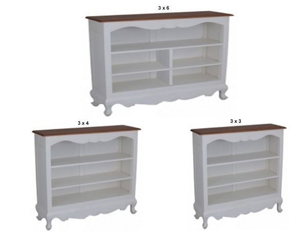 QUEEN ANN HARDWOOD LOWLINE BOOKCASE COLLECTION - ASSORTED STAINED / PAINTED COLOURS - STARTING FROM $699