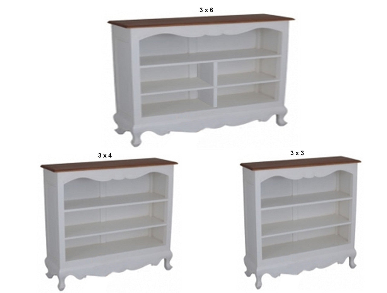QUEEN ANN HARDWOOD LOWLINE BOOKCASE COLLECTION - ASSORTED STAINED / PAINTED COLOURS - STARTING FROM $699