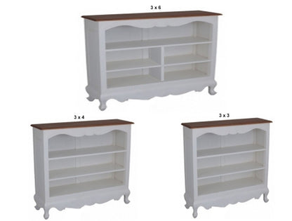 QUEEN ANN HARDWOOD LOWLINE BOOKCASE COLLECTION - ASSORTED STAINED / PAINTED COLOURS - STARTING FROM $699