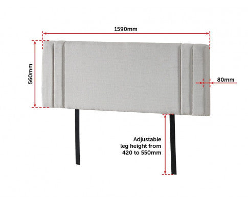 QUEEN ANDORRA LINEN FABRIC HEADBOARD BEDHEAD - BEIGE