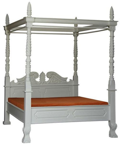 JEPARA  KING  POSTER 4  PIECE TALLBOY  BEDROOM SUITE  - WHITE (MADE TO ORDER )