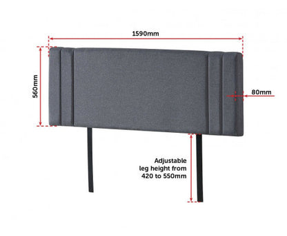 QUEEN ANDORRA LINEN FABRIC HEADBOARD BEDHEAD - GREY