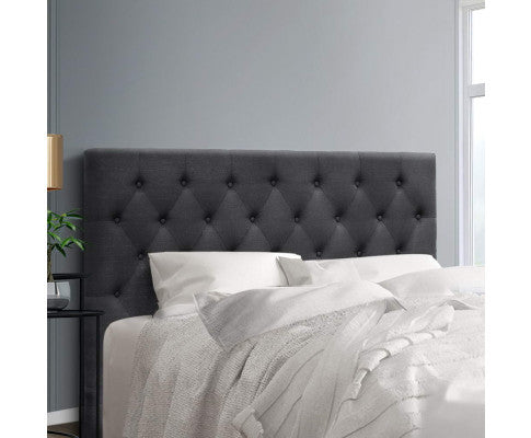 Queen Celcius Linen Fabric Headboard Bedhead - Bedhead Height 1200(H) - Charcoal