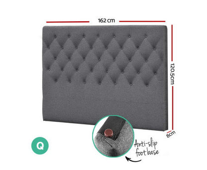 QUEEN CELCIUS LINEN FABRIC HEADBOARD BEDHEAD - BEDHEAD HEIGHT 1200(H) - GREY