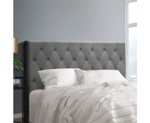 Queen Celcius Linen Fabric Headboard Bedhead - Bedhead Height 1200(H) - Grey