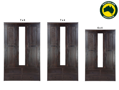 QUINN / OZARK (AUSSIE MADE) 3 DOOR / 4 DRAWER MIRROR WARDROBE COLLECTION - ASSORTED STAINED COLOURS - STARTING FROM $1299