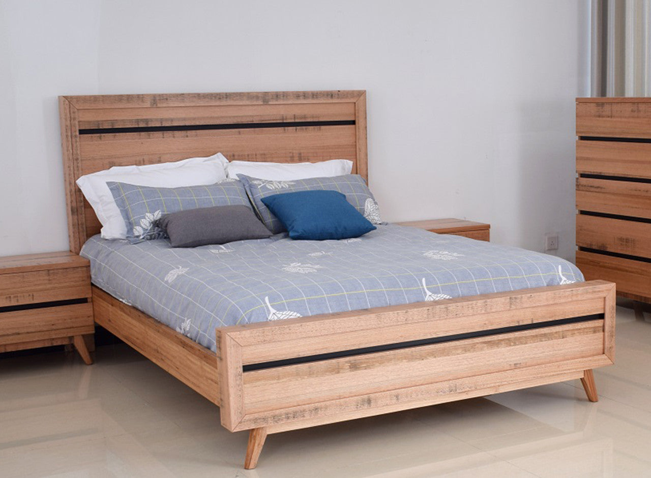Queen Birmingham Timber Bed Frame - Rustic Oak
