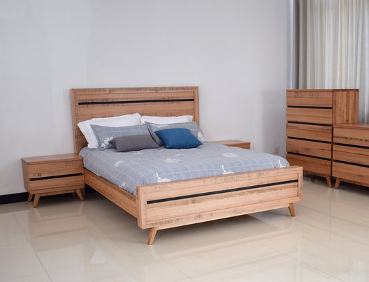 BIRMINGHAM KING 4 PIECE (TALLBOY) BEDROOM SUITE - RUSTIC OAK